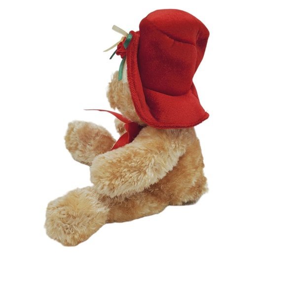 Dan Dee Collector Choice Fuzzy Teddy Bear Plush Red Hat Rose Stuffed Animal 10" - Picture 3 of 7